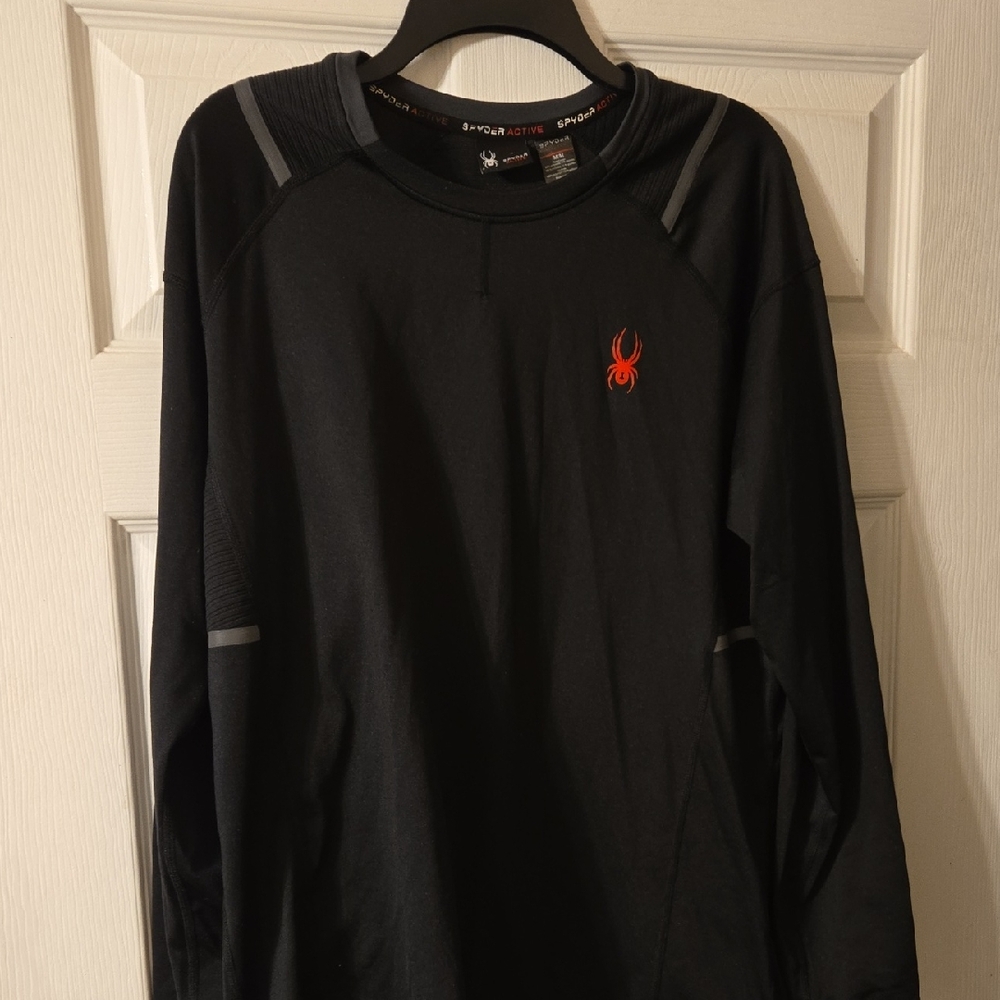 Spyder Men's Black and Red Long Sleeve Tee